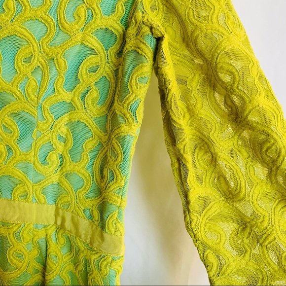Nine West Lime Green Lace Long Sleeve Dress - Picture 8 of 9
